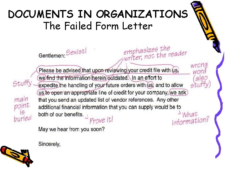 DOCUMENTS IN ORGANIZATIONS The Failed Form Letter 