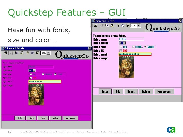 Quickstep Features – GUI Have fun with fonts, size and color … 13 ©