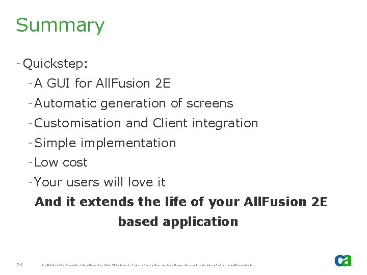 Summary - Quickstep: - A GUI for All. Fusion 2 E - Automatic generation