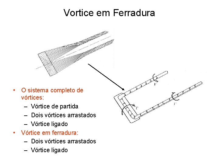 Vortice em Ferradura • O sistema completo de vórtices: – Vórtice de partida –