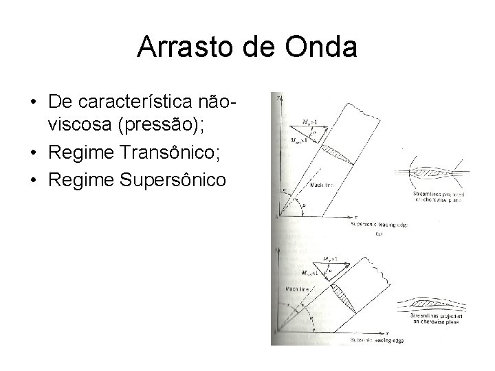 Arrasto de Onda • De característica nãoviscosa (pressão); • Regime Transônico; • Regime Supersônico