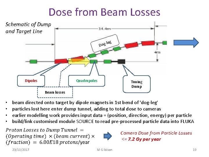 Dose from Beam Losses Schematic of Dump and Target Line leg Dog- Dipoles Quadrupoles