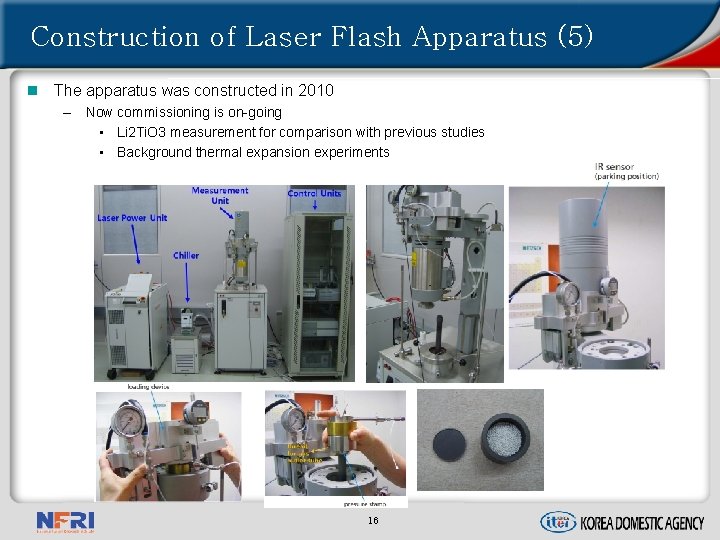 Construction of Laser Flash Apparatus (5) n The apparatus was constructed in 2010 –