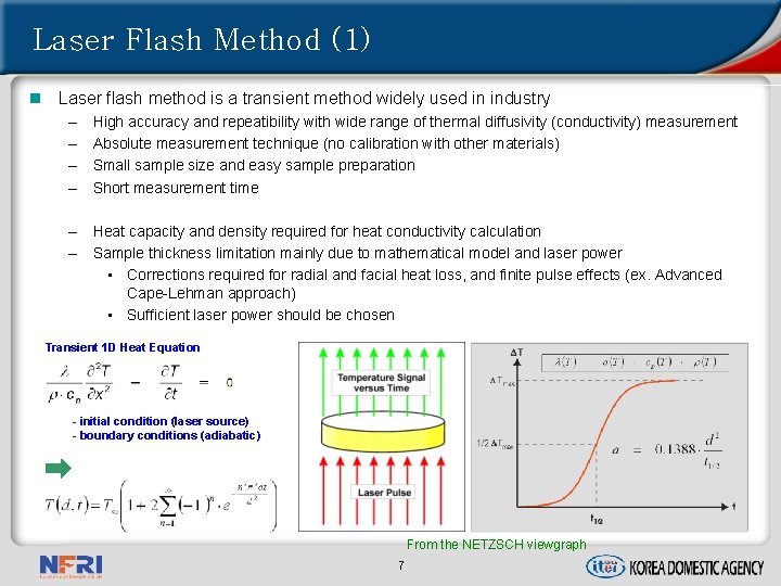 Laser Flash Method (1) n Laser flash method is a transient method widely used