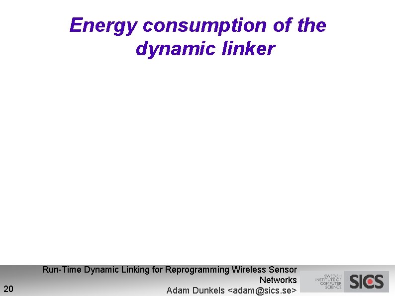 Energy consumption of the dynamic linker 20 Run-Time Dynamic Linking for Reprogramming Wireless Sensor
