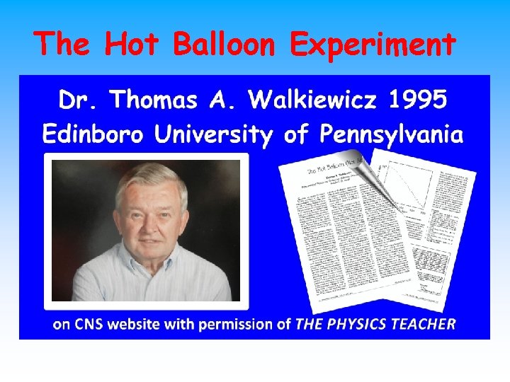 The Hot Balloon Experiment 