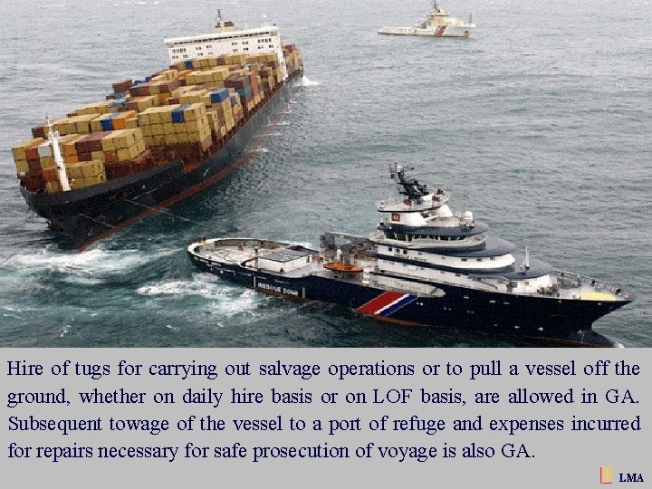 Hire of tugs for carrying out salvage operations or to pull a vessel off