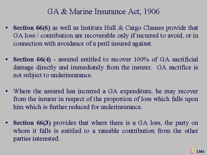 GA & Marine Insurance Act, 1906 • Section 66(6) as well as Institute Hull