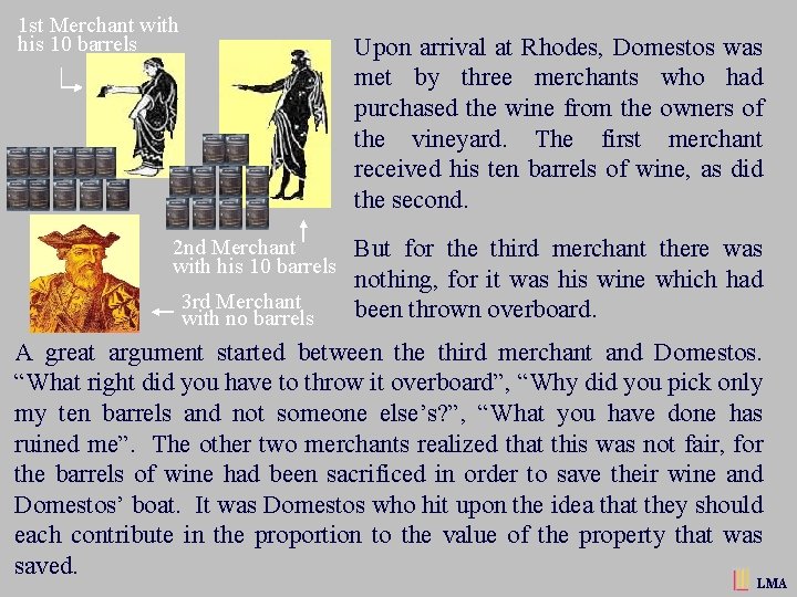 1 st Merchant with his 10 barrels Upon arrival at Rhodes, Domestos was met