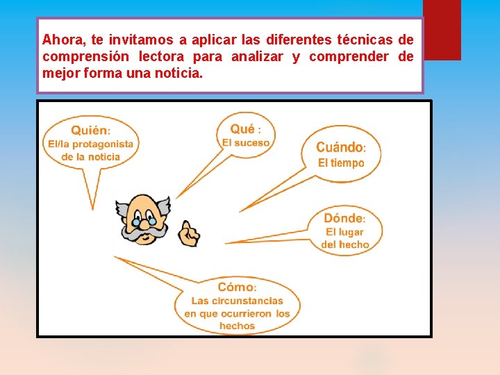 Ahora, te invitamos a aplicar las diferentes técnicas de comprensión lectora para analizar y