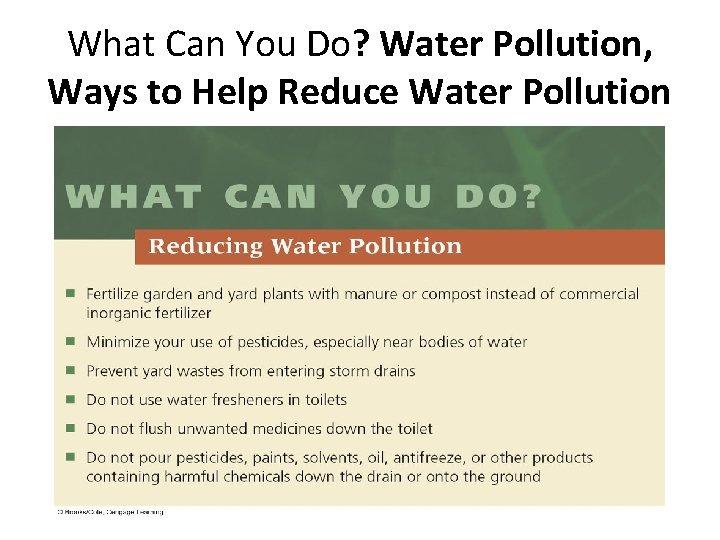 What Can You Do? Water Pollution, Ways to Help Reduce Water Pollution 