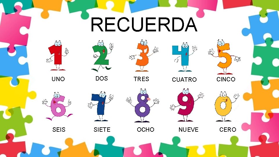 RECUERDA UNO DOS SEIS SIETE TRES OCHO CUATRO NUEVE CINCO CERO 