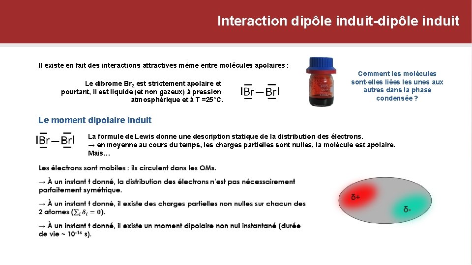 Interaction dipôle induit-dipôle induit Il existe en fait des interactions attractives même entre molécules