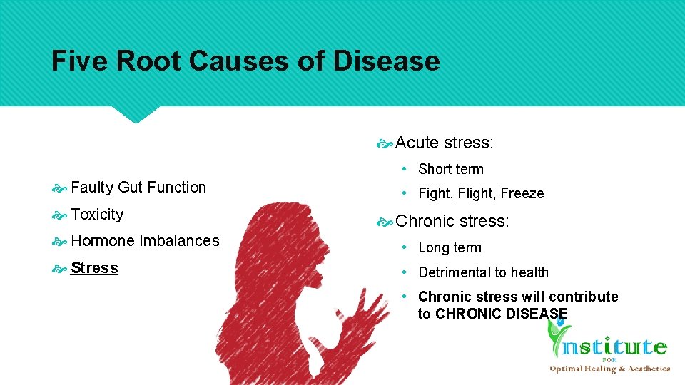 Five Root Causes of Disease Acute stress: • Short term Faulty Gut Function Toxicity