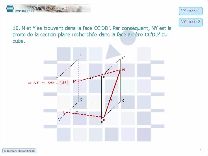 10. N et Y se trouvant dans la face CC’DD’. Par conséquent, NY est