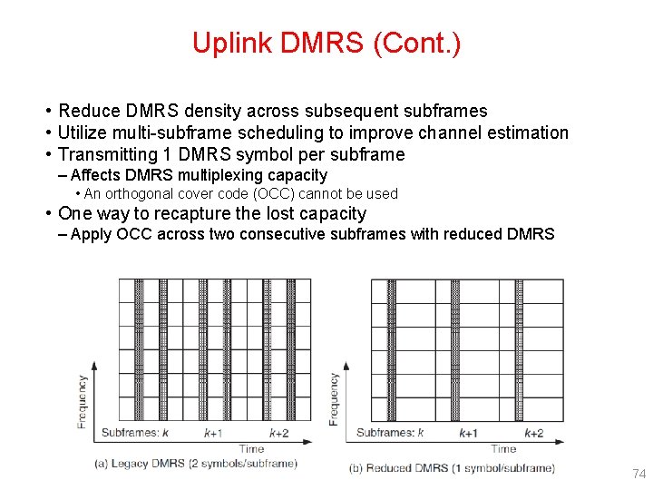Uplink DMRS (Cont. ) • Reduce DMRS density across subsequent subframes • Utilize multi-subframe