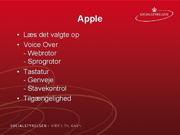 Apple • Læs det valgte op • Voice Over - Webrotor - Sprogrotor •