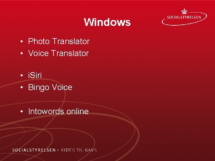 Windows • Photo Translator • Voice Translator • i. Siri • Bingo Voice •