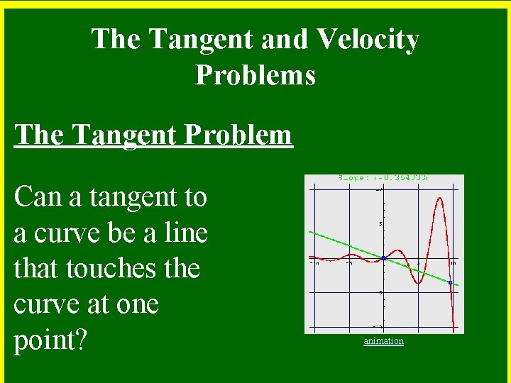 The Tangent and Velocity Problems The Tangent Problem Can a tangent to a curve