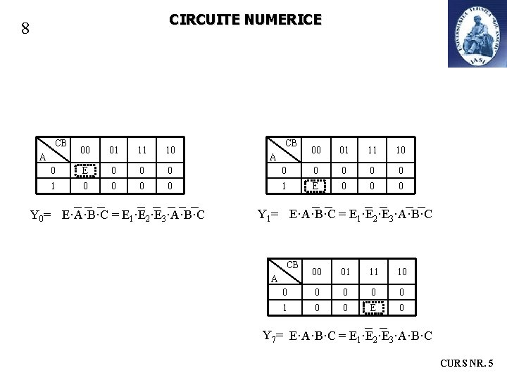 CIRCUITE NUMERICE 8 CB 00 01 11 10 0 E 0 0 0 1