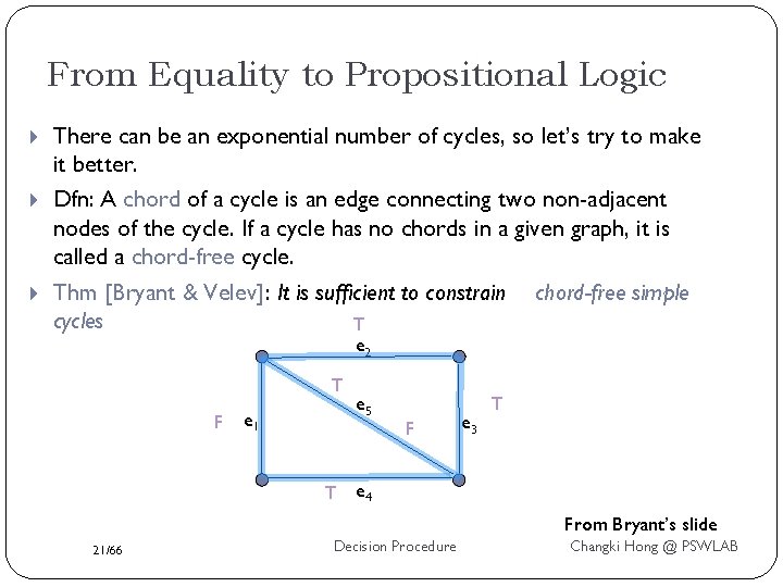 From Equality to Propositional Logic There can be an exponential number of cycles, so