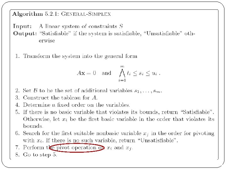 General simplex algorithm 48/66 Decision Procedure Changki Hong @ PSWLAB 