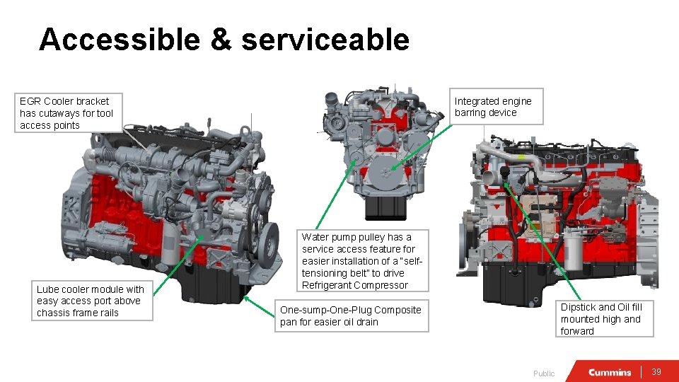 Accessible & serviceable Integrated engine barring device EGR Cooler bracket has cutaways for tool