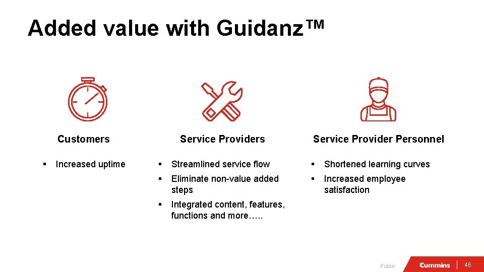 Added value with Guidanz™ Customers § Increased uptime Service Providers Service Provider Personnel §