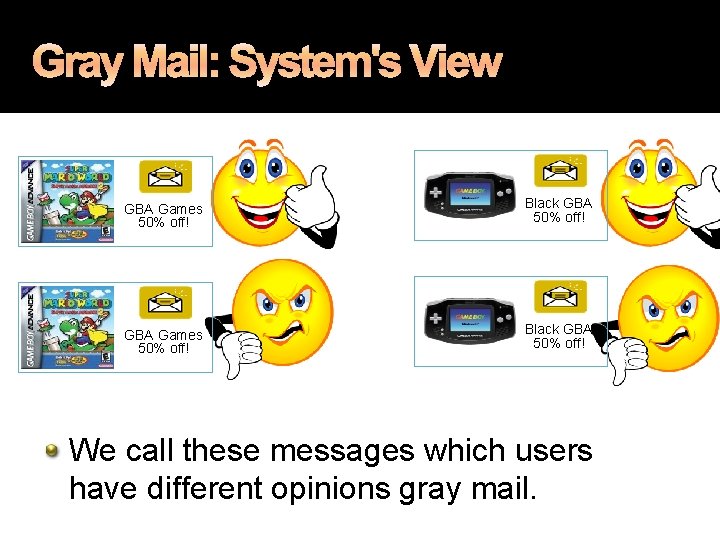 Gray Mail: System's View GBA Games 50% off! Black GBA 50% off! We call