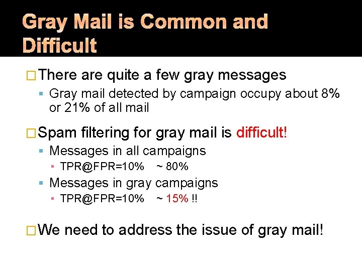 �There are quite a few gray messages Gray mail detected by campaign occupy about