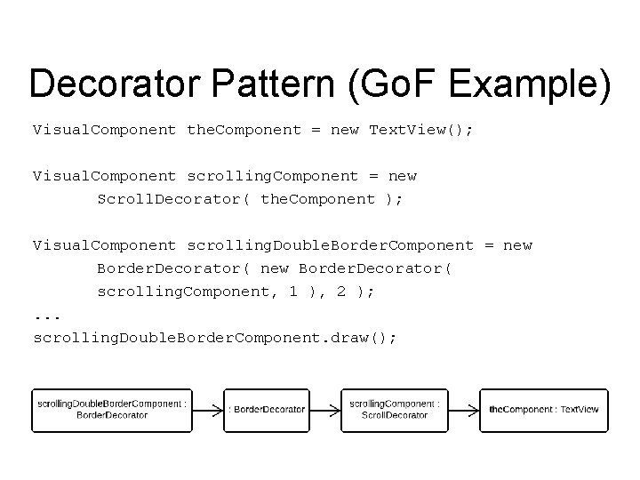 Decorator Pattern (Go. F Example) Visual. Component the. Component = new Text. View(); Visual.