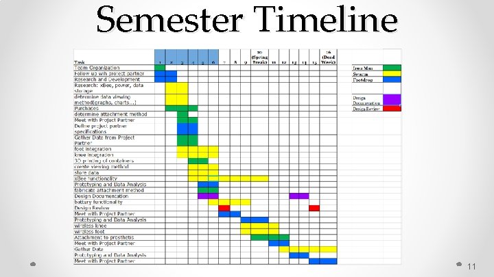 Semester Timeline 11 