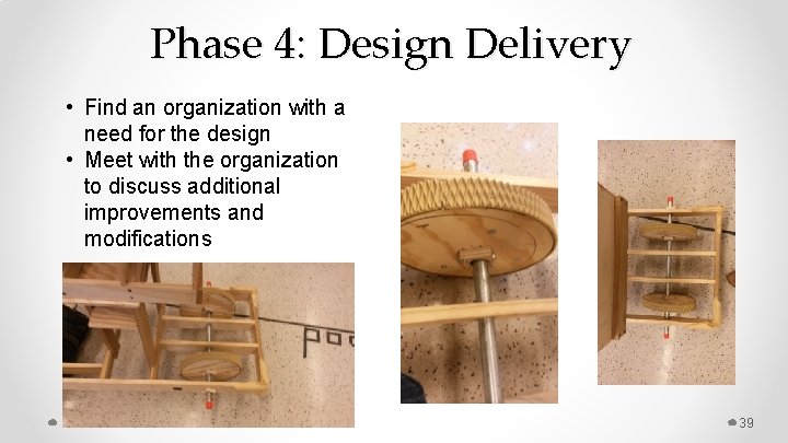 Phase 4: Design Delivery • Find an organization with a need for the design