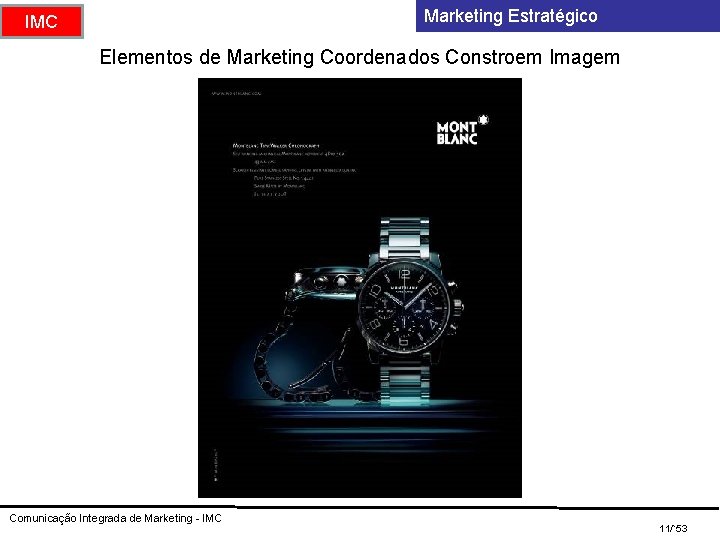 Marketing Estratégico IMC Elementos de Marketing Coordenados Constroem Imagem Comunicação Integrada de Marketing -