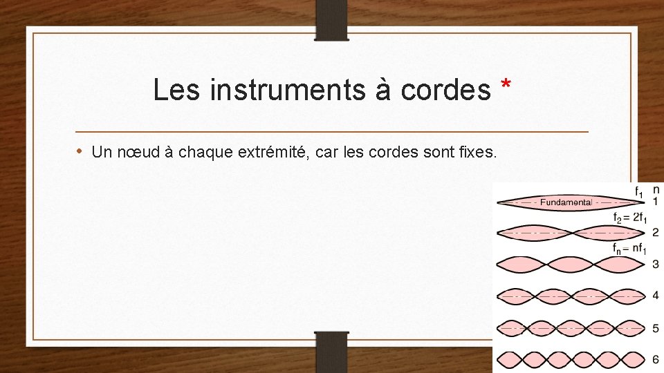 Les instruments à cordes * • Un nœud à chaque extrémité, car les cordes