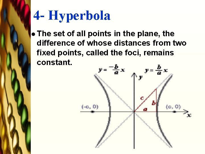 4 - Hyperbola l The set of all points in the plane, the difference