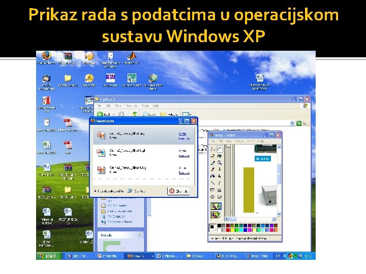 Prikaz rada s podatcima u operacijskom sustavu Windows XP 