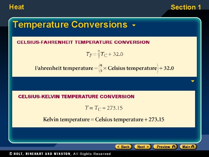 Heat Temperature Conversions Section 1 