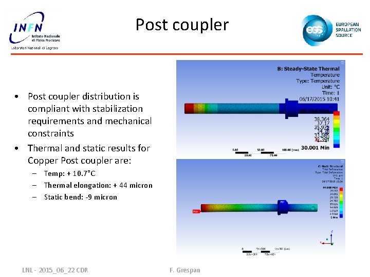 Post coupler • Post coupler distribution is compliant with stabilization requirements and mechanical constraints