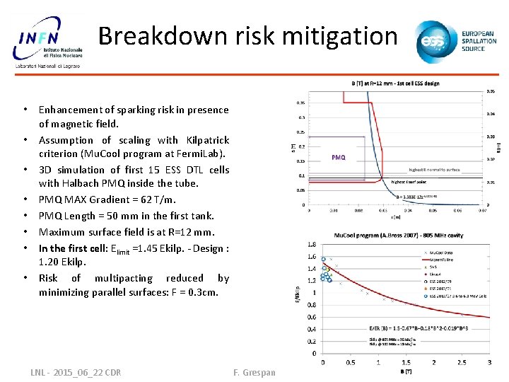 Breakdown risk mitigation • • Enhancement of sparking risk in presence of magnetic field.