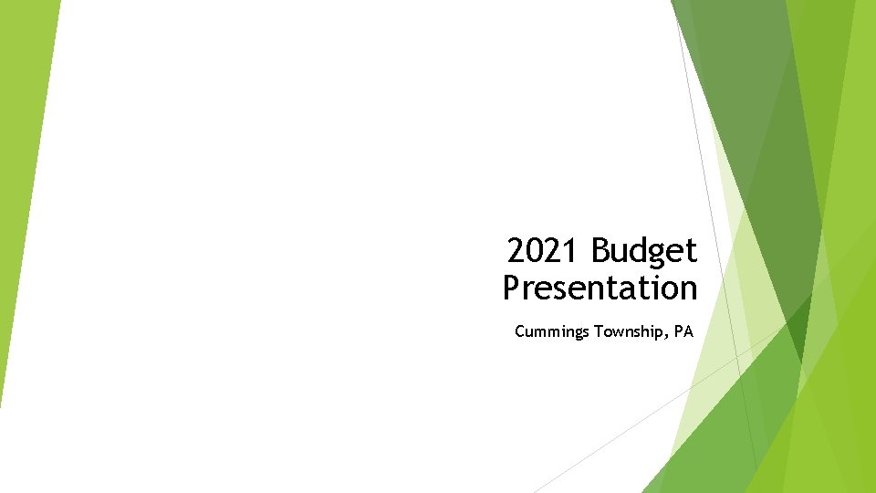 2021 Budget Presentation Cummings Township, PA 