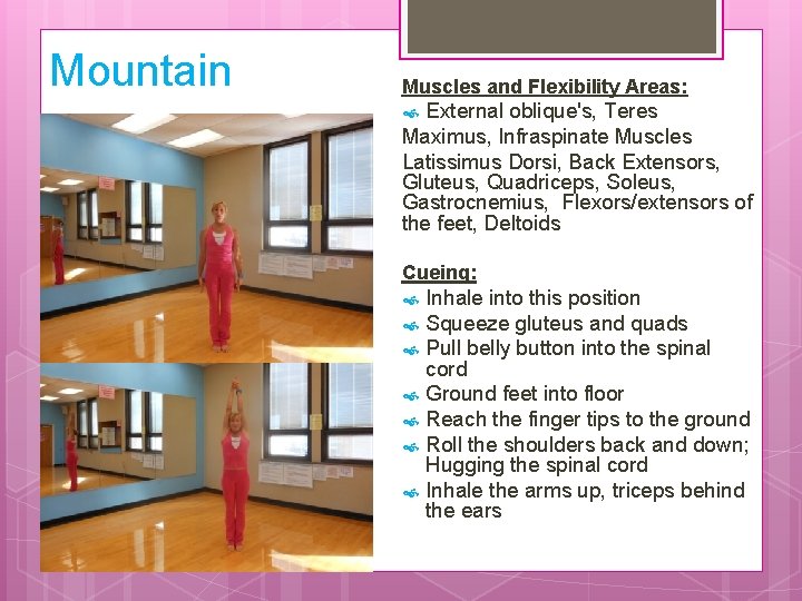 Mountain Muscles and Flexibility Areas: External oblique's, Teres Maximus, Infraspinate Muscles Latissimus Dorsi, Back