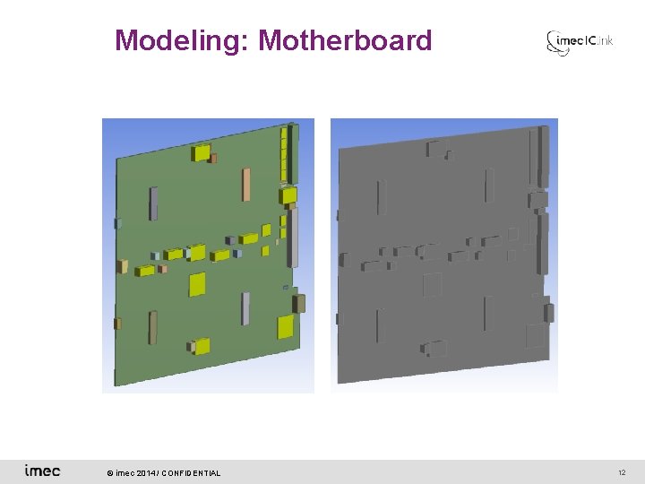 Modeling: Motherboard © imec 2014 / CONFIDENTIAL 12 