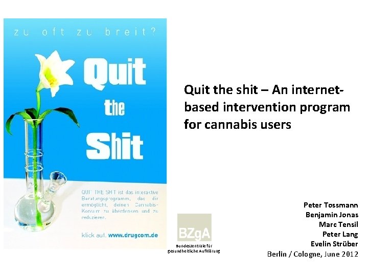 Quit the shit – An internetbased intervention program for cannabis users Bundeszentrale für gesundheitliche