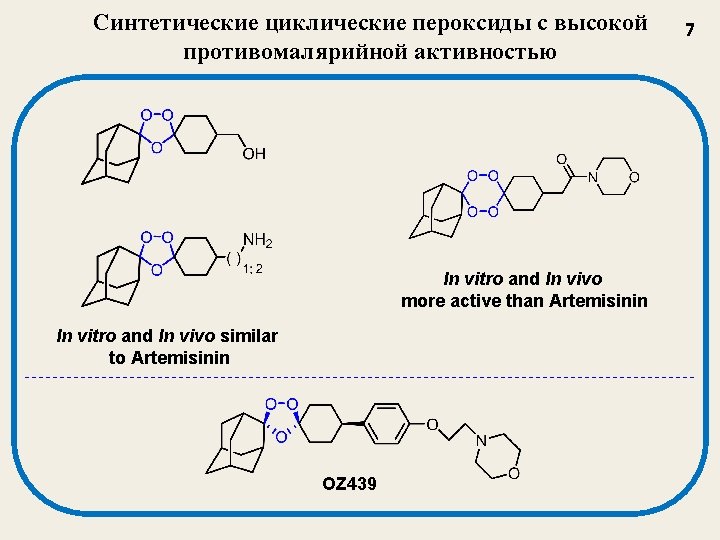 Синтетические циклические пероксиды с высокой противомалярийной активностью In vitro and In vivo more active