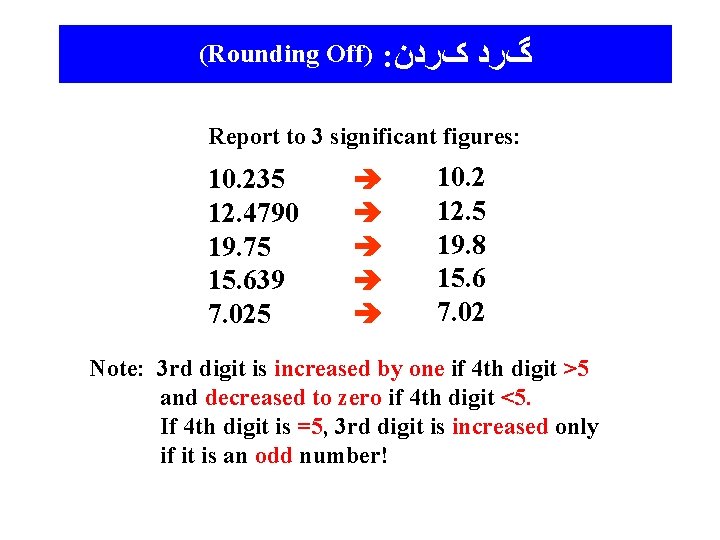 (Rounding Off) : گﺮﺩ کﺮﺩﻥ Report to 3 significant figures: 10. 235 12. 4790