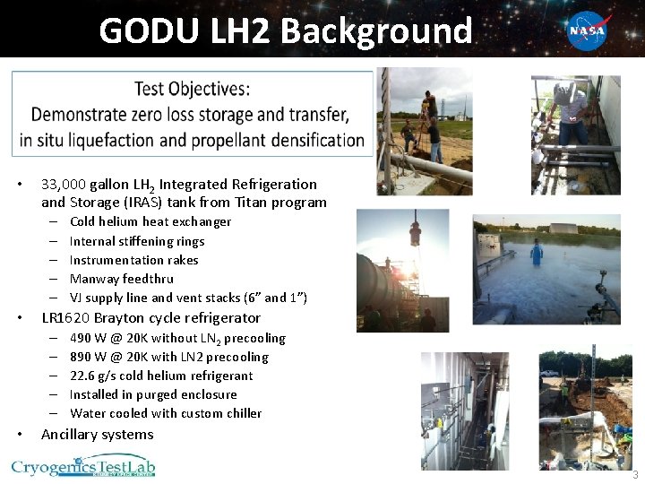 GODU LH 2 Background • 33, 000 gallon LH 2 Integrated Refrigeration and Storage