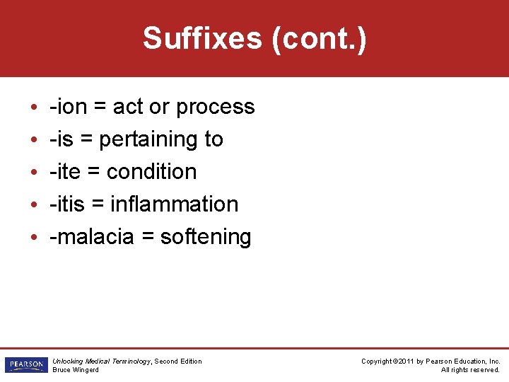 Suffixes (cont. ) • • • -ion = act or process -is = pertaining