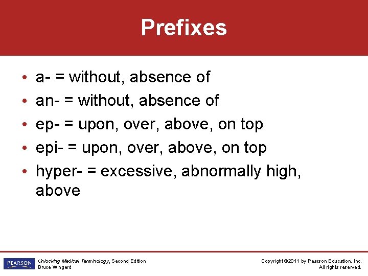 Prefixes • • • a- = without, absence of an- = without, absence of