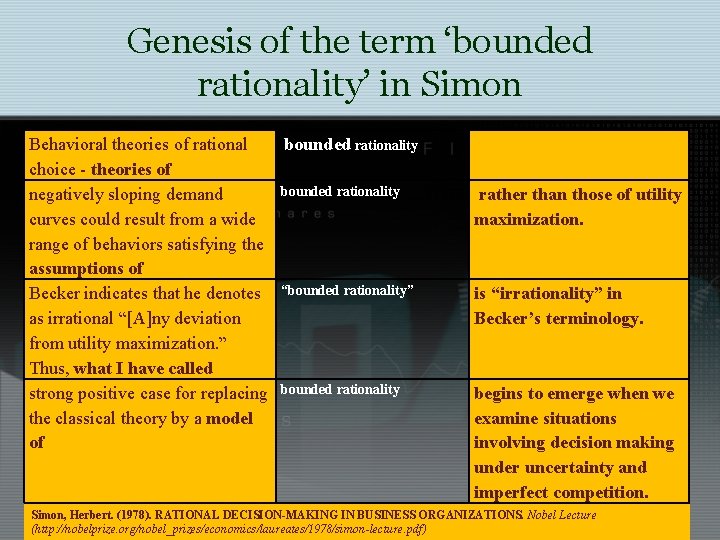 Genesis of the term ‘bounded rationality’ in Simon Behavioral theories of rational bounded rationality